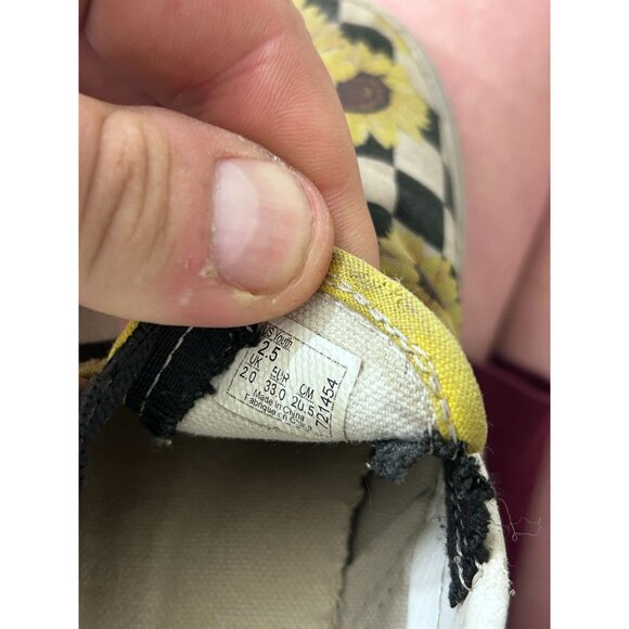 Vans Sunflower Slip-on Shoes Kids Size 2.5 Round Toe Causal Black - Picture 7 of 7